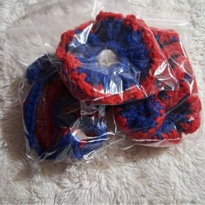 Vibrant Red and Blue Buffalo abills Inspired Hair Scrunchies
